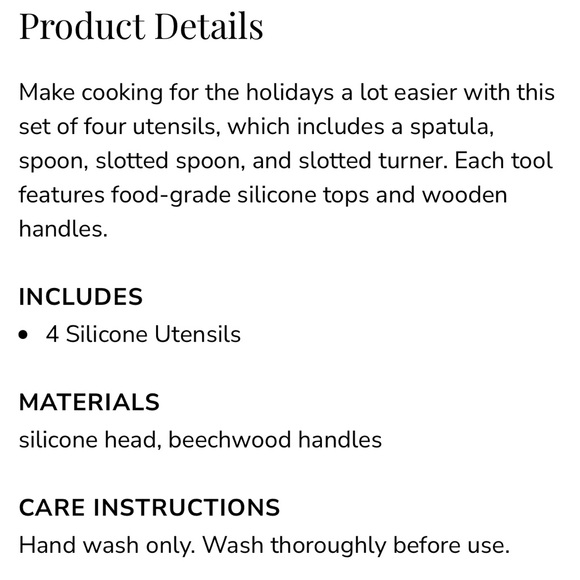 New Sur La Table Grey Silicone and Beechwood Utensil Set Spatula Turner Spoon - Picture 7 of 7